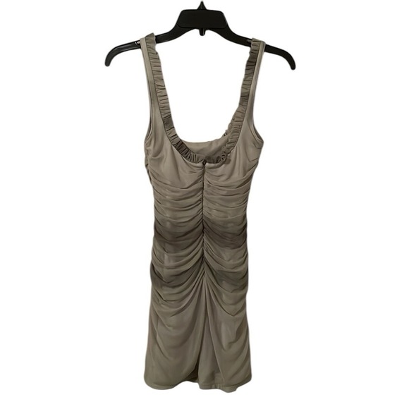 Zara  Women's Taupe Green‎ Ruffled Printed Tulle Mini Dress Size XS - Picture 6 of 9